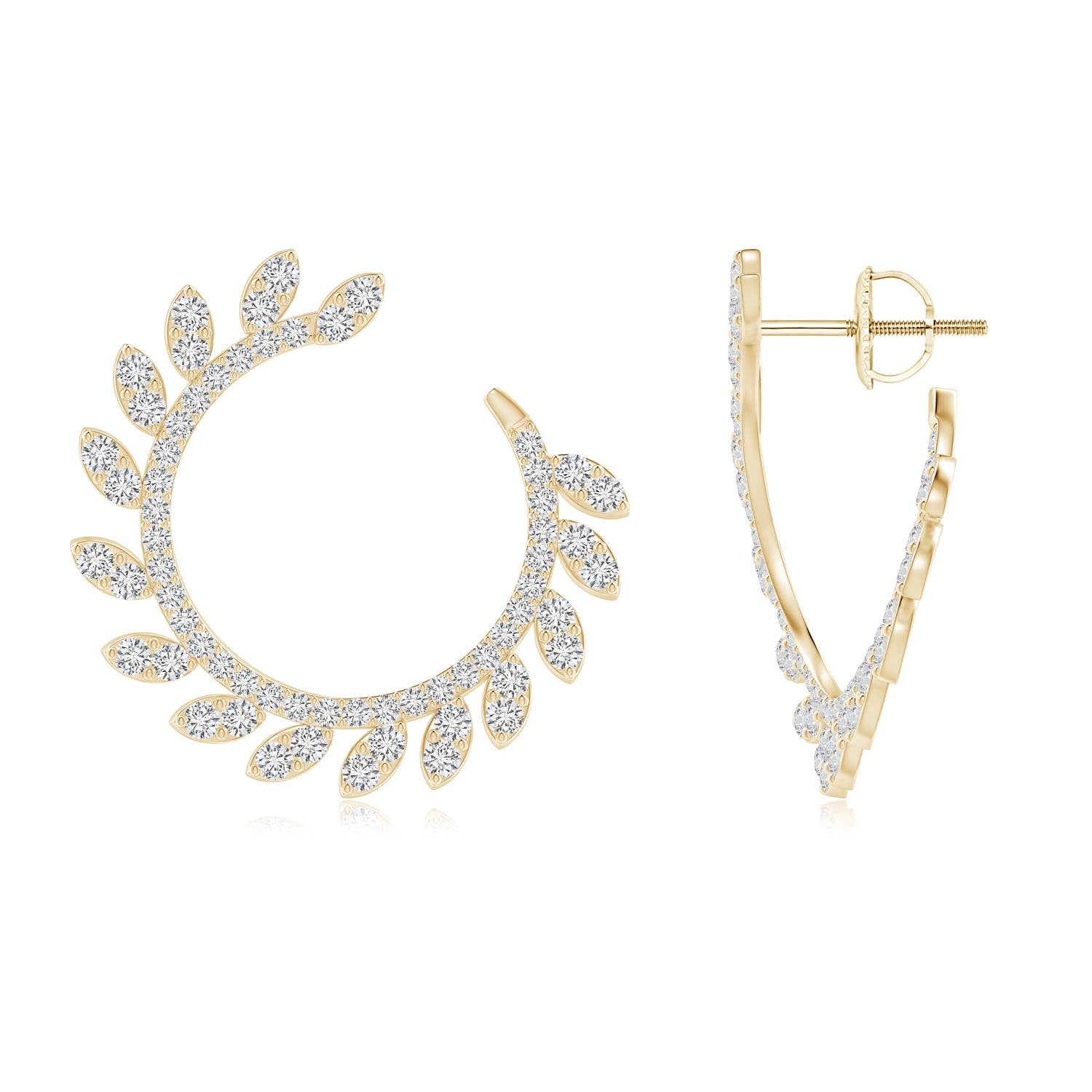 1.11 CTW Round Diamond Four Leaf Clover Stud Earrings in 18K Yellow Gold