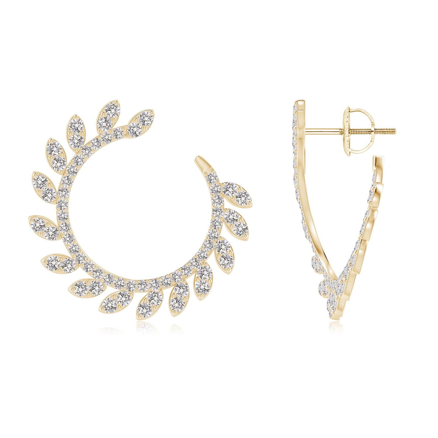 1.11 CTW Round Diamond Four Leaf Clover Stud Earrings in 18K Yellow Gold