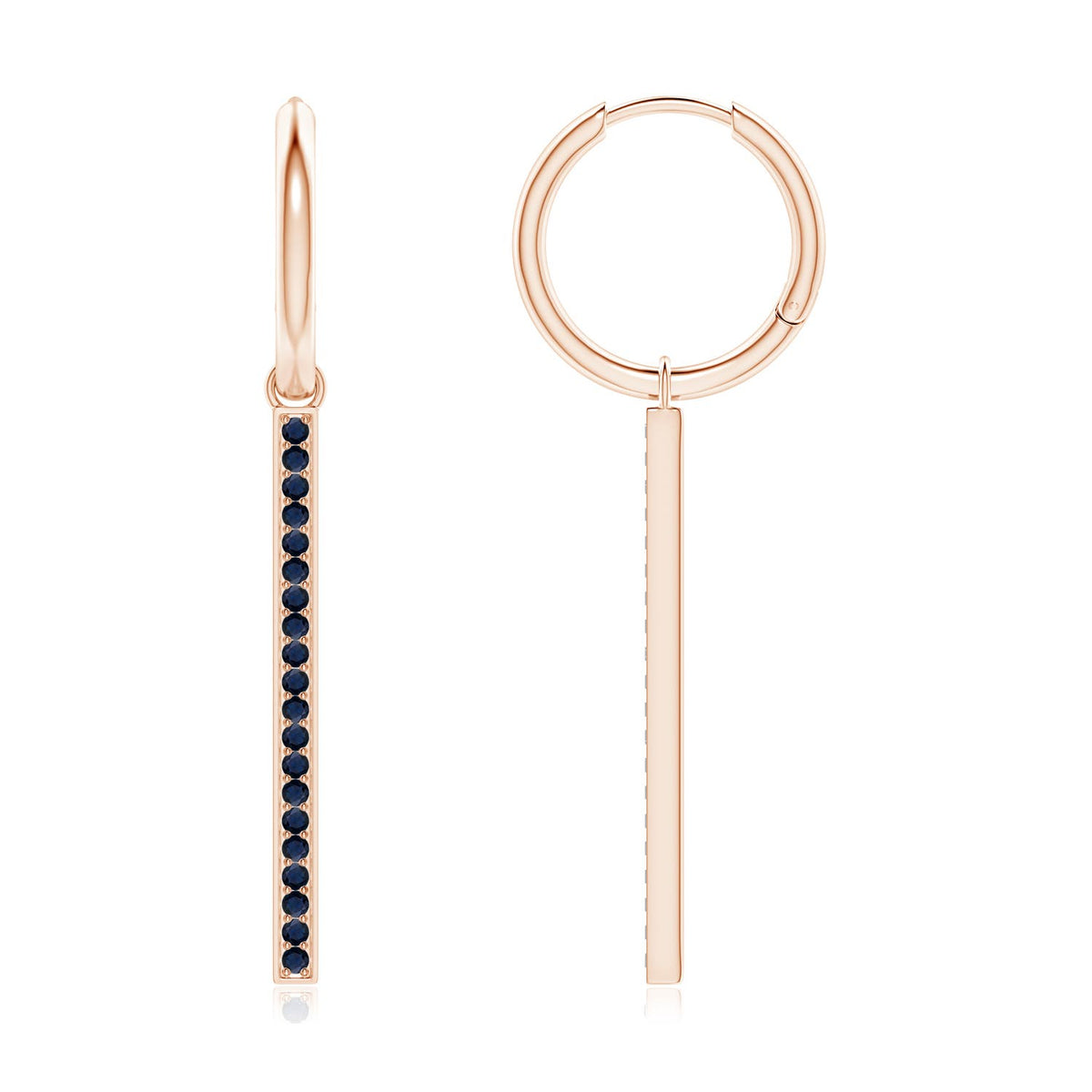 0.42 CTW Oval Blue Sapphire and Diamond Shell Stud Earrings in 14K Rose Gold