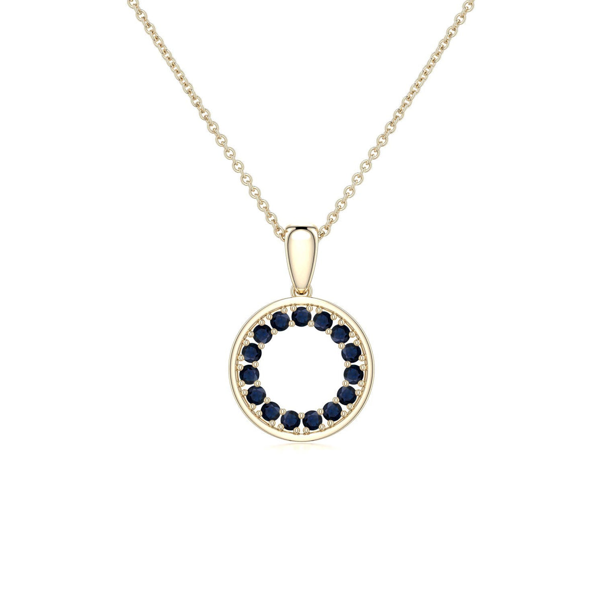0.34 CTW Blue Sapphire Evil Eye Pendant with Diamond Accents in 18K Yellow Gold