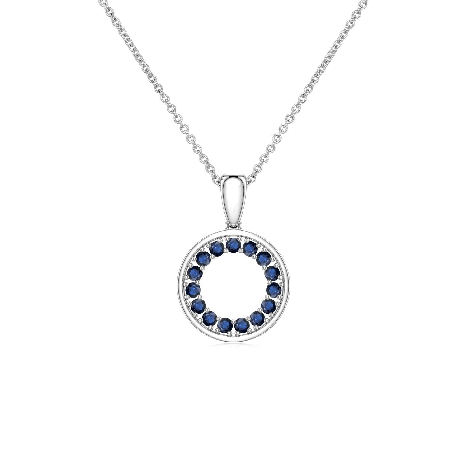 0.65 CTW Classic Six Petal Sapphire Flower Pendant with Diamond in Platinum