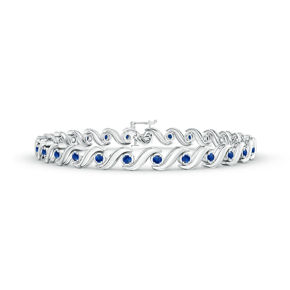 S Swirl Link Illusion Blue Sapphire Tennis Bracelet