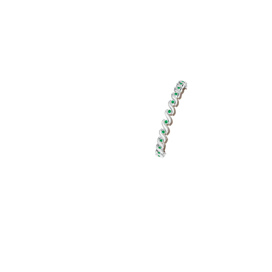 S Swirl Link Illusion Emerald Tennis Bracelet