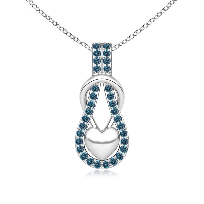0.33 CTW Classic Prong-Set Round Enhanced Blue Diamond Solitaire Pendant in 14K White Gold