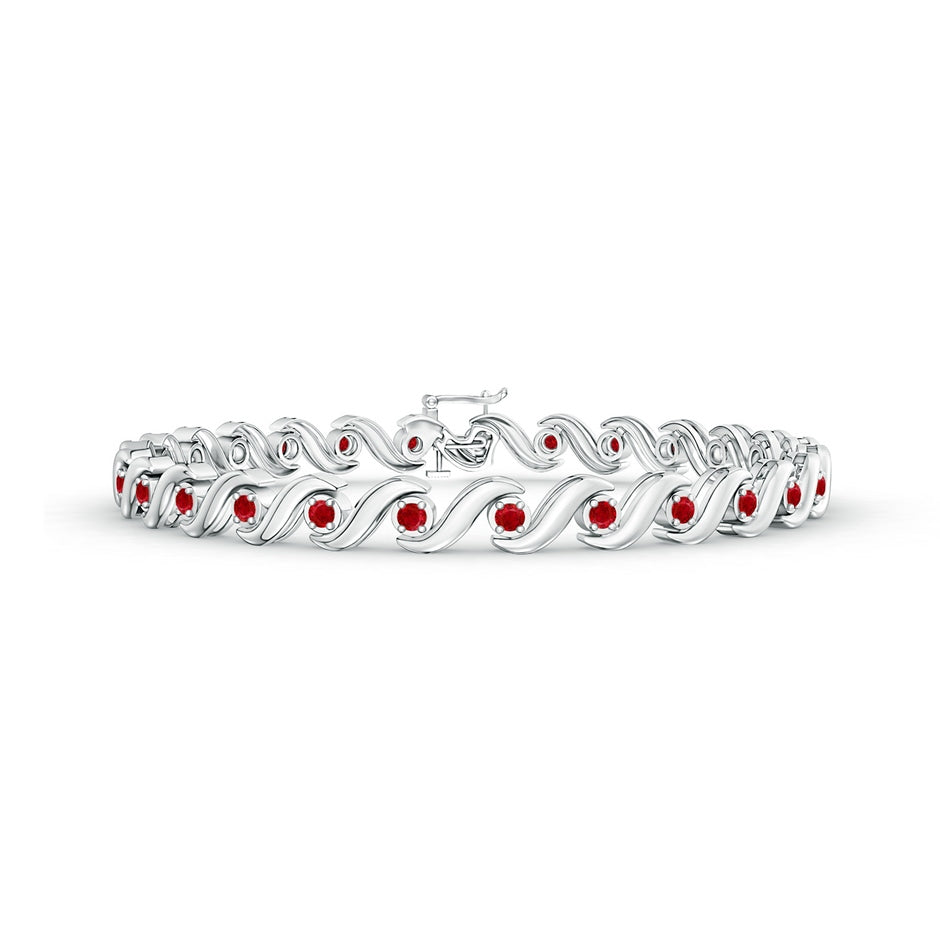 S Swirl Link Illusion Ruby Tennis Bracelet
