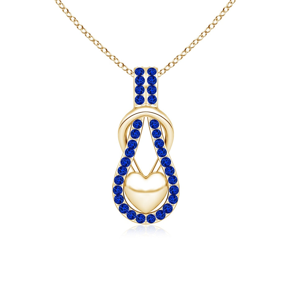 Sapphire Infinity Knot Pendant with Puffed Heart