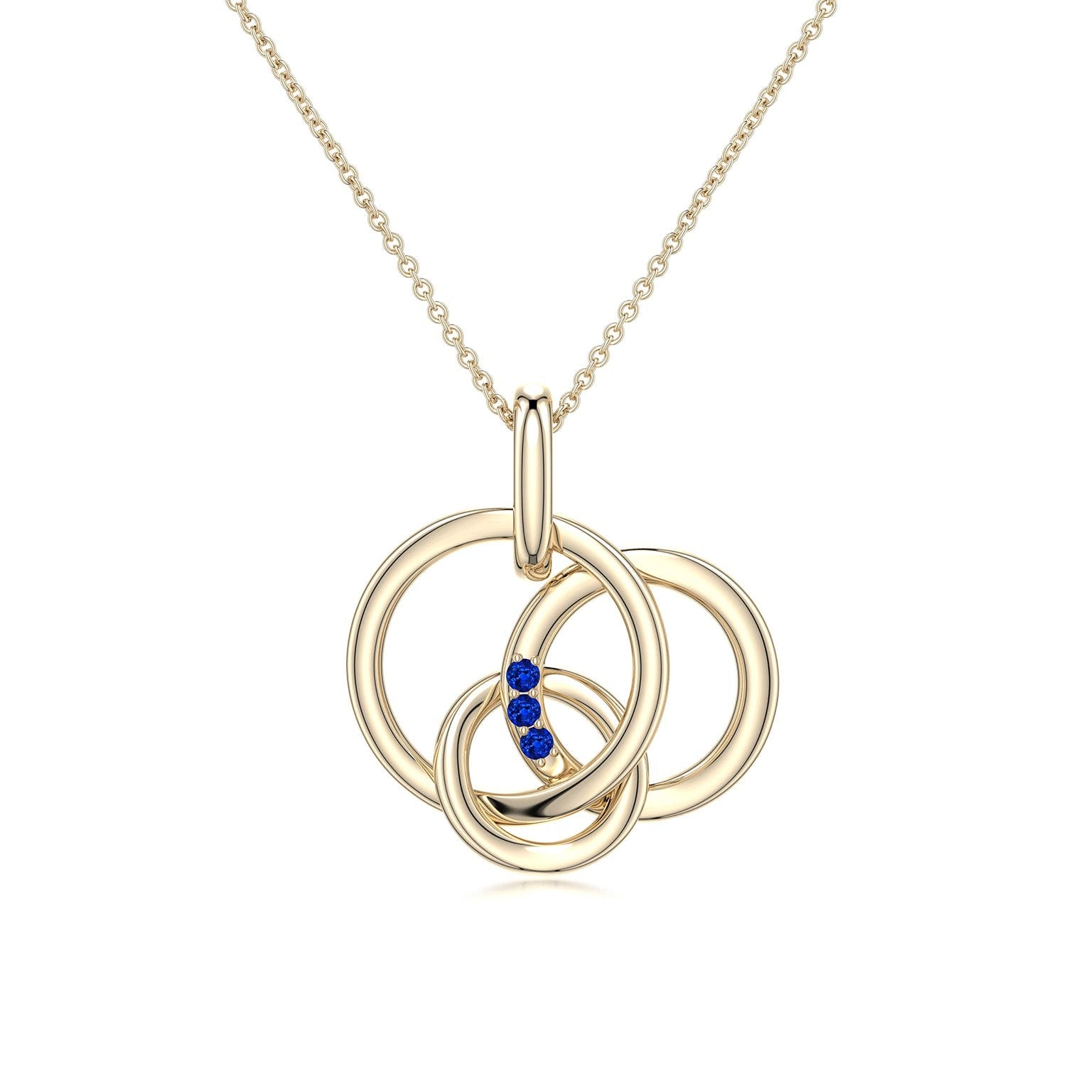 3 MM Sapphire Virgo Feather Pendant with Diamonds in 14K Yellow Gold