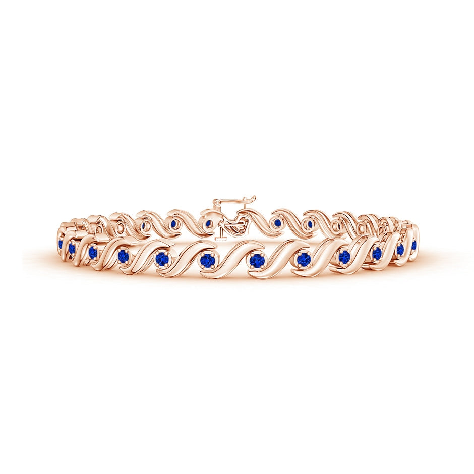 S Swirl Link Illusion Blue Sapphire Tennis Bracelet