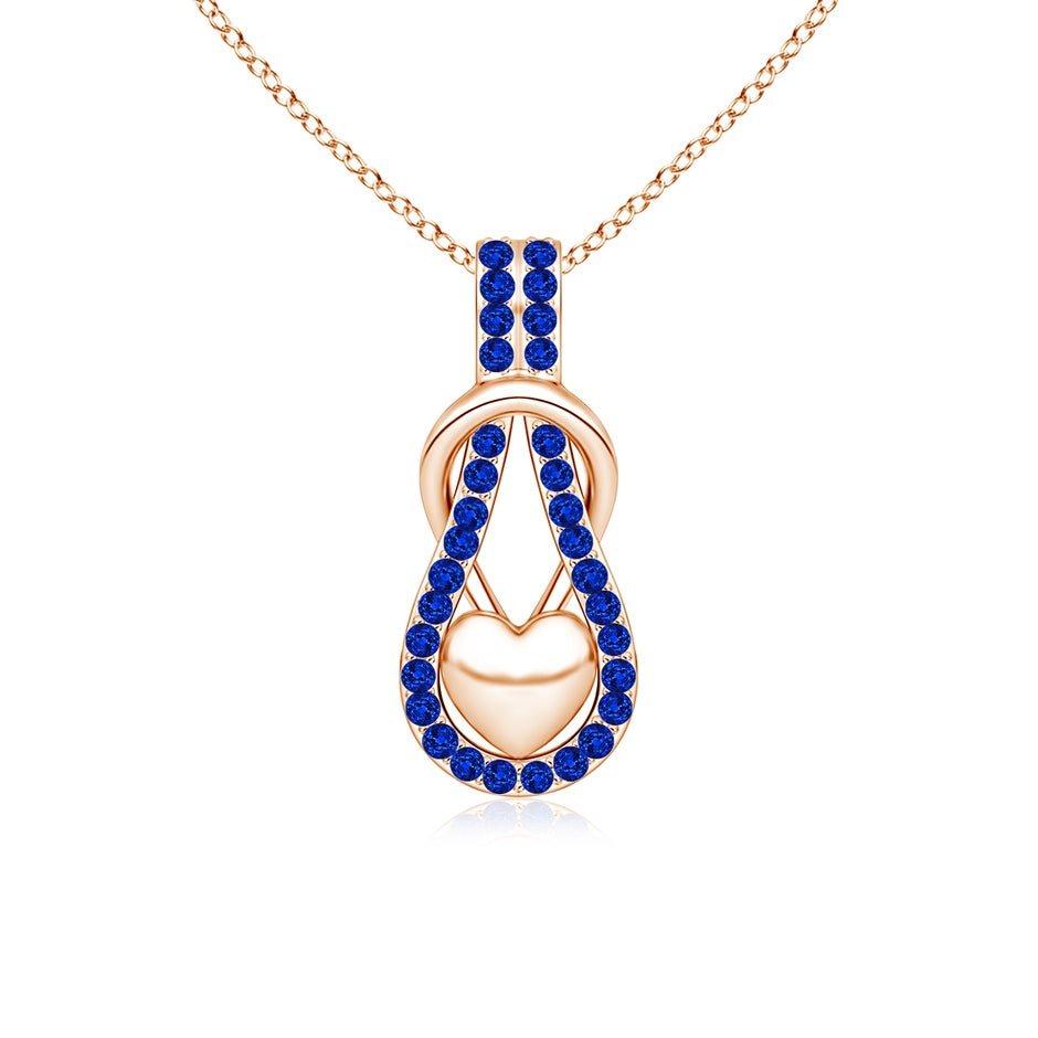 Sapphire Infinity Knot Pendant with Puffed Heart