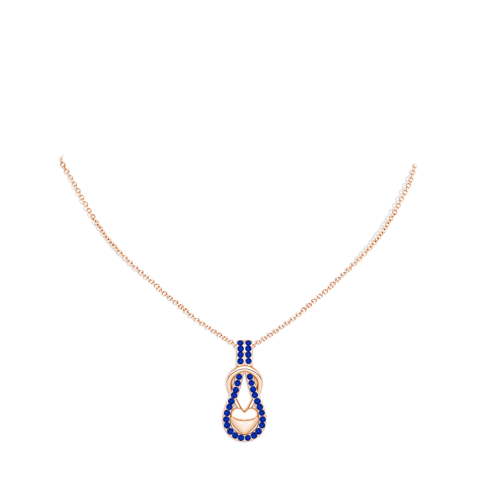 Sapphire Infinity Knot Pendant with Puffed Heart