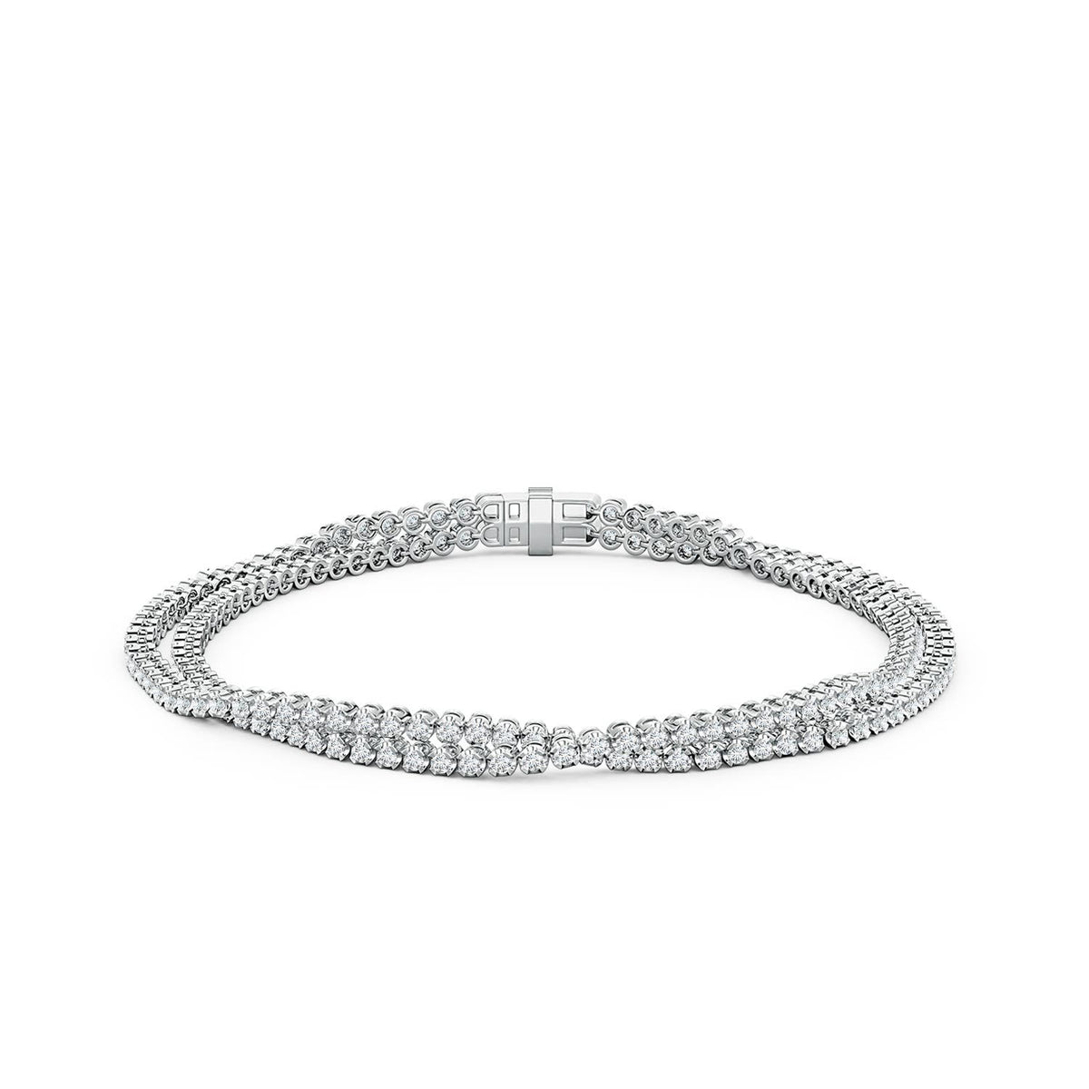 1.74 CTW Round Diamond Intertwined Tennis Bracelet in 18K White Gold