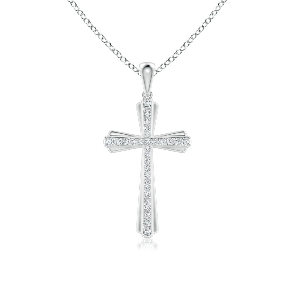 Prong-Set Diamond Tapered Cross Pendant