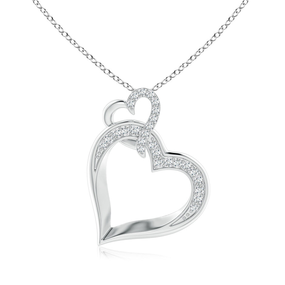 Interlinked Diamond Tilted Heart Pendant