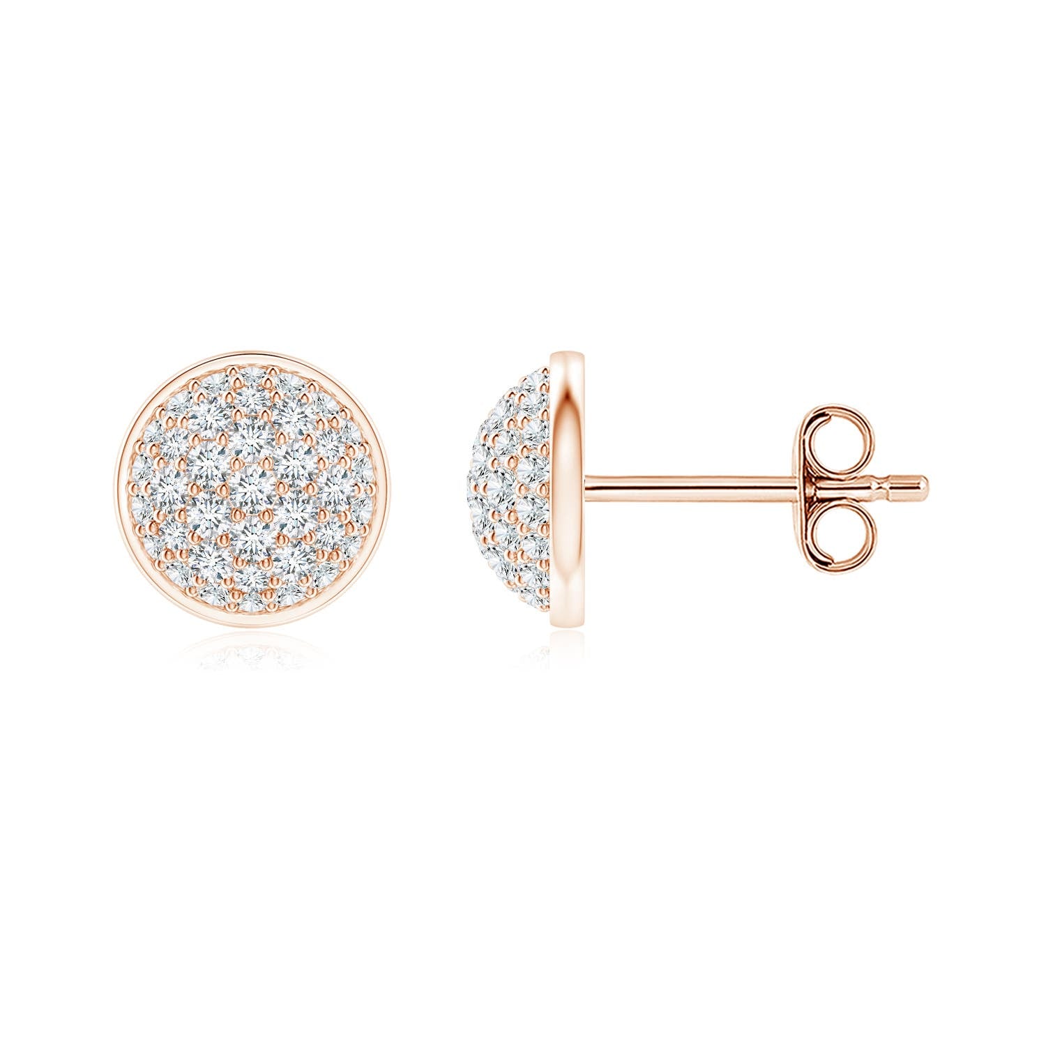 1.0 CTW Vintage Style Round Diamond Solitaire Stud Earrings in 18K Rose Gold