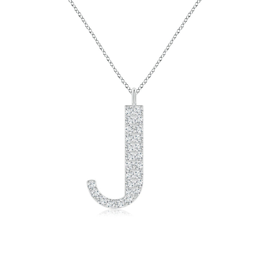 Modern Deco Diamond Capital 'J' Initial Pendant