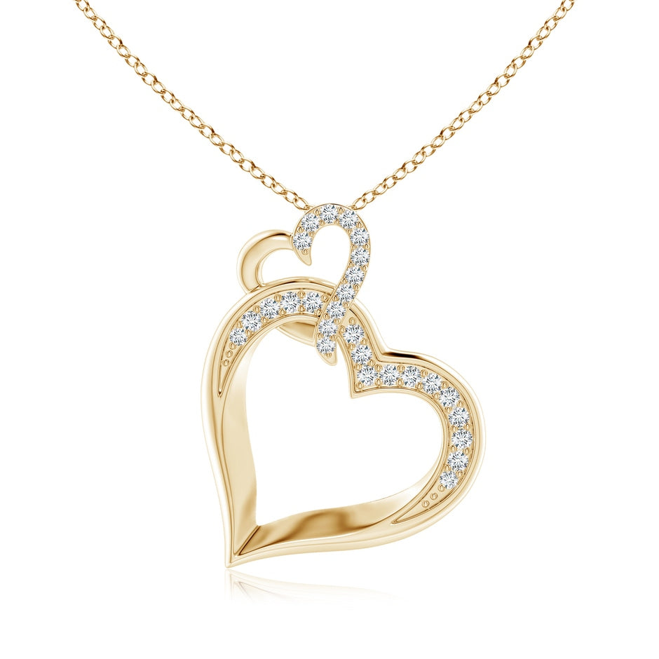 Interlinked Diamond Tilted Heart Pendant