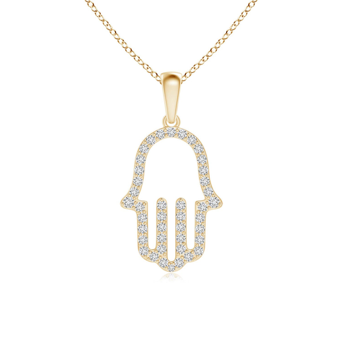 0.98 CTW Lab-Grown Diamond Hamsa Hand Pendant in 18K Rose Gold