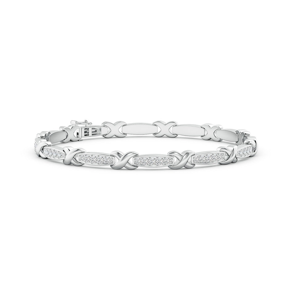 Pave-Set Diamond Stackable Bracelet with 'X' Motifs