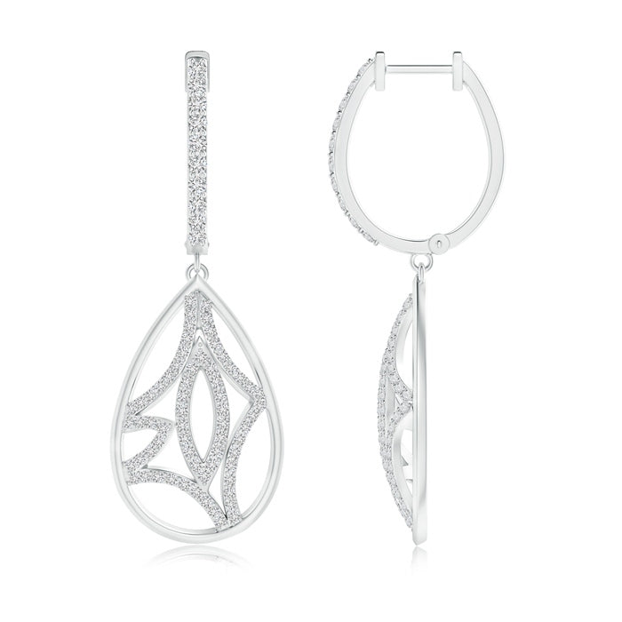 Diamond Lattice Drop Hoop Earrings