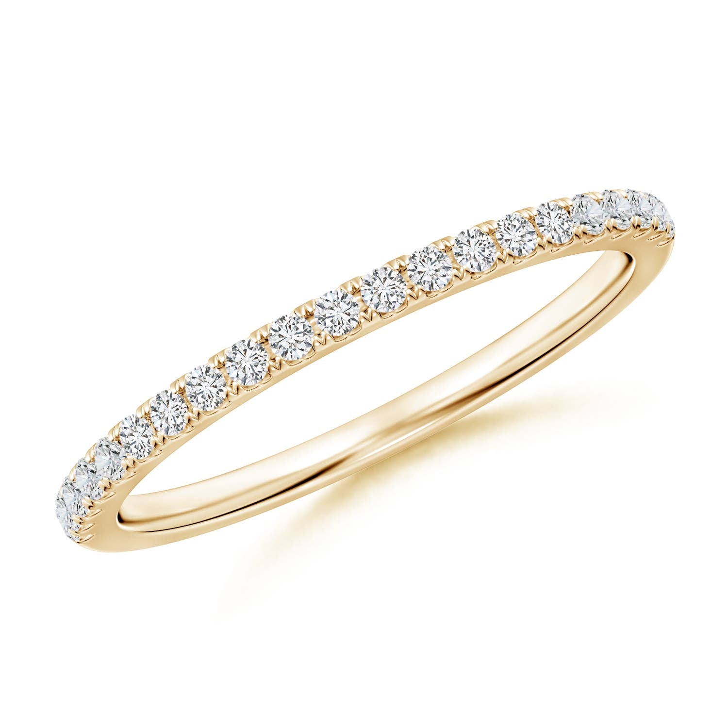 1.3 MM Classic Diamond Half Eternity Wedding Ring in 14K Yellow Gold