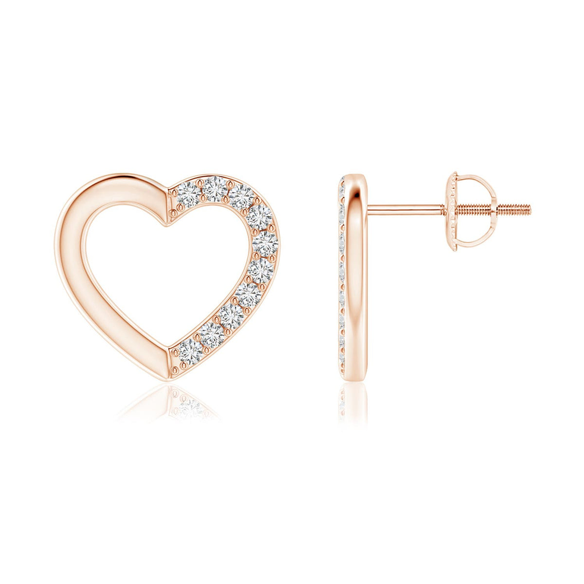 0.49 CTW Round Diamond Cushion Halo Stud Earrings in 14K Rose Gold