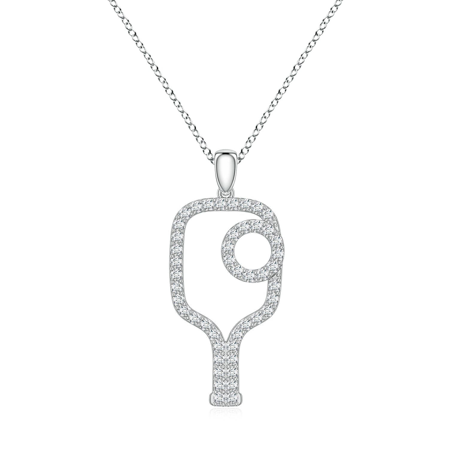 0.56 CTW Diamond Pickleball-Inspired Charm Pendant in 18K White Gold