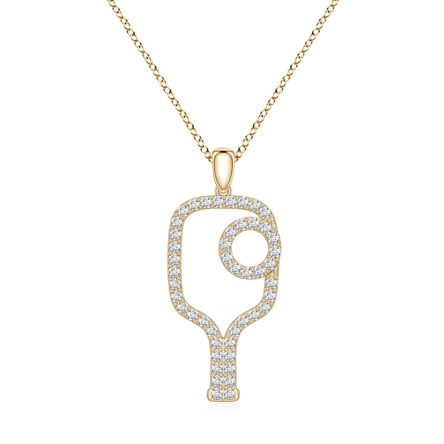 0.56 CTW Diamond Pickleball-Inspired Charm Pendant in 18K Yellow Gold
