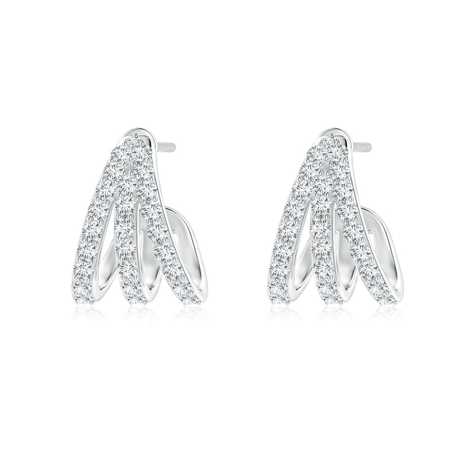 Lab-Grown Diamond Trident Huggie Hoop Earrings