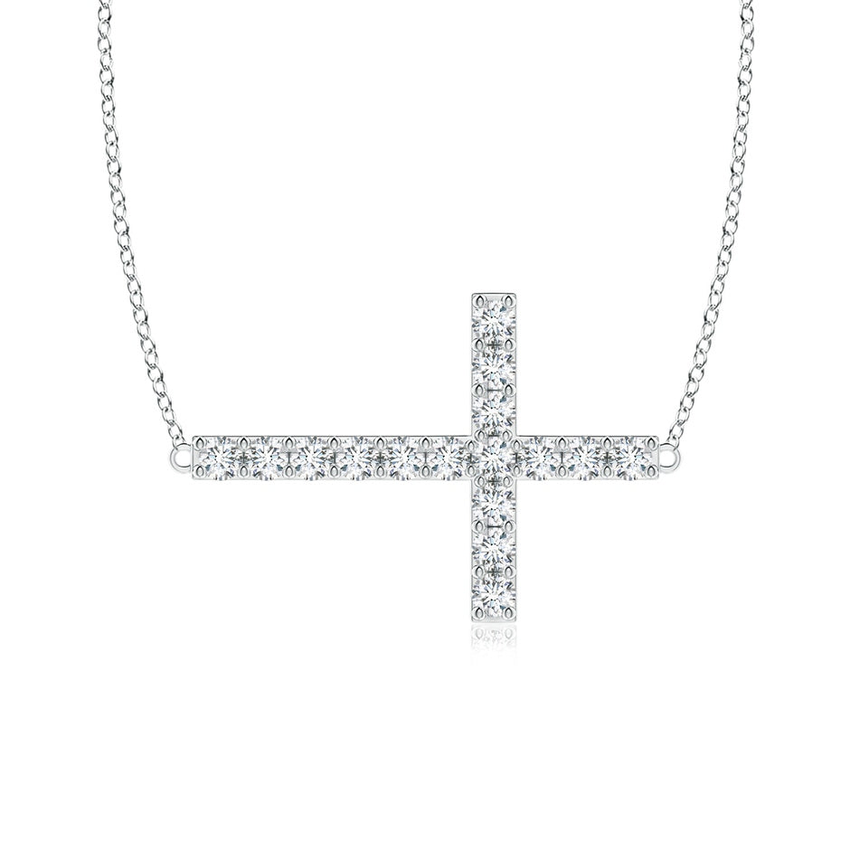 Prong-Set Diamond Horizontal Cross Pendant
