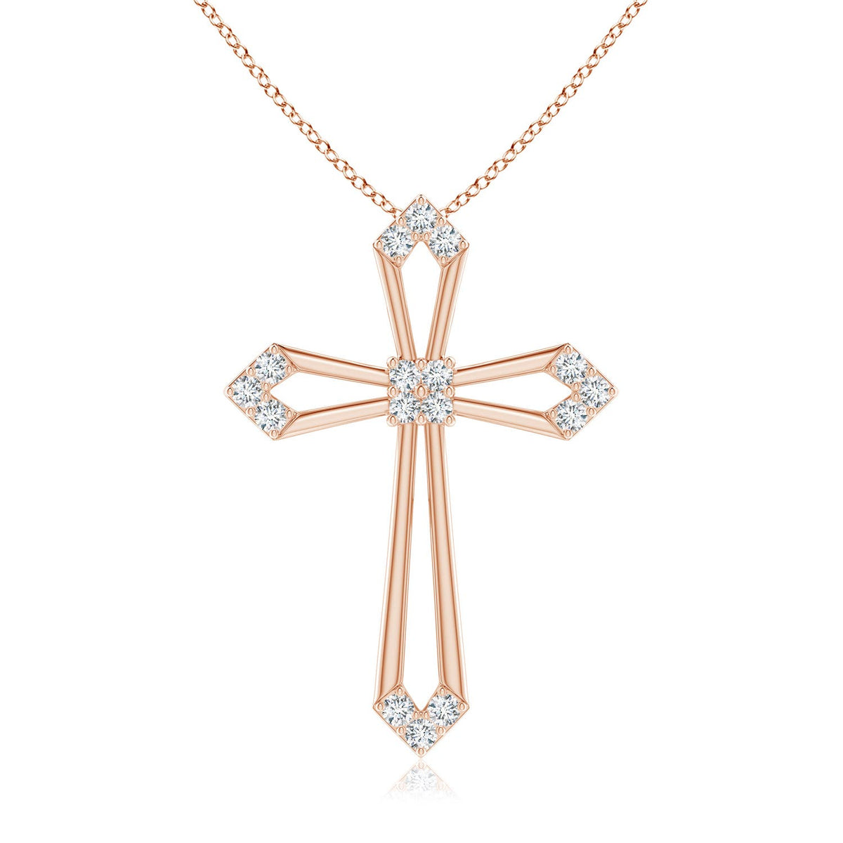 0.5 CTW Prong-Set Round Lab-Grown Diamond Solitaire Cross Pendant in 18K Rose Gold