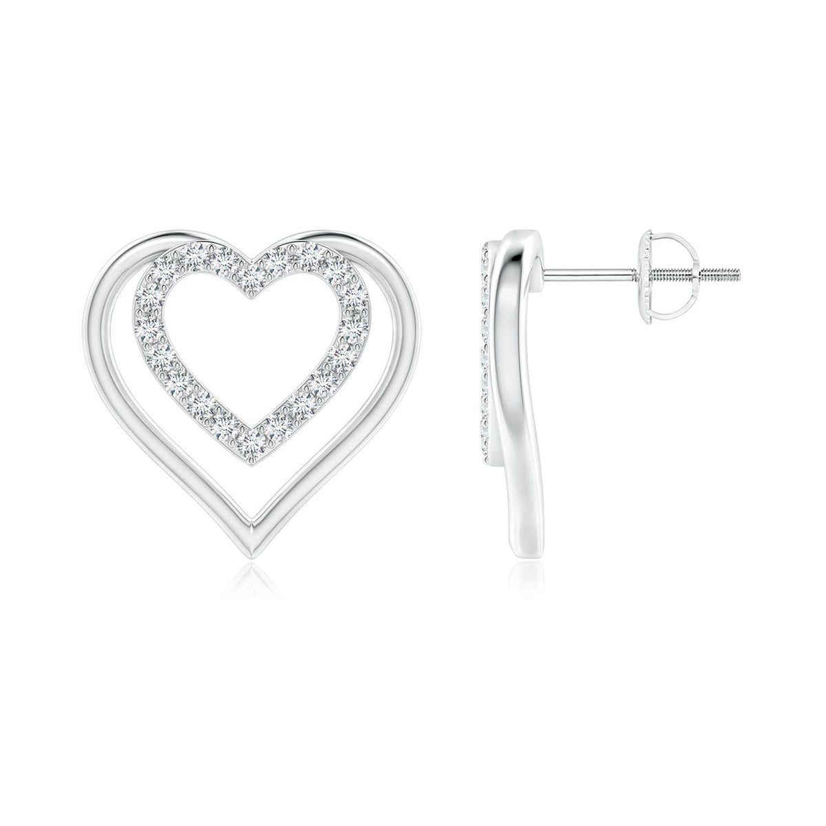 1.52 CTW Lab-Grown Prong-Set Diamond Halo Stud Earrings in 18K White Gold