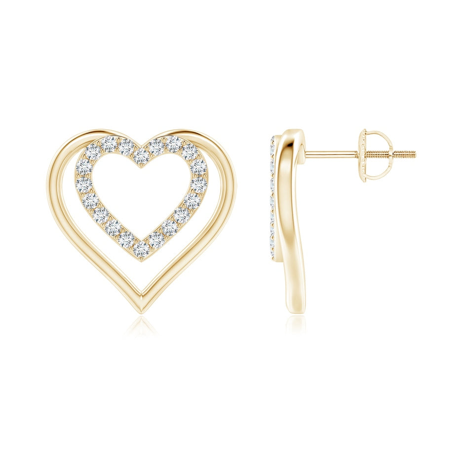 Lab-Grown Double Heart Diamond Stud Earrings