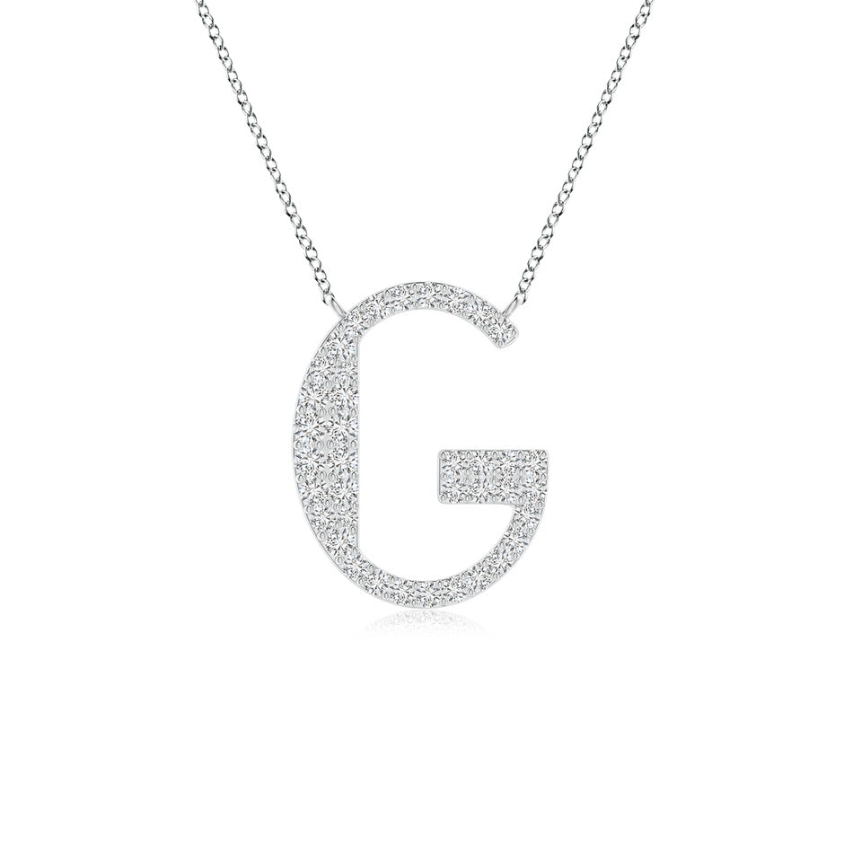 Modern Deco Diamond Capital 'G' Initial Pendant