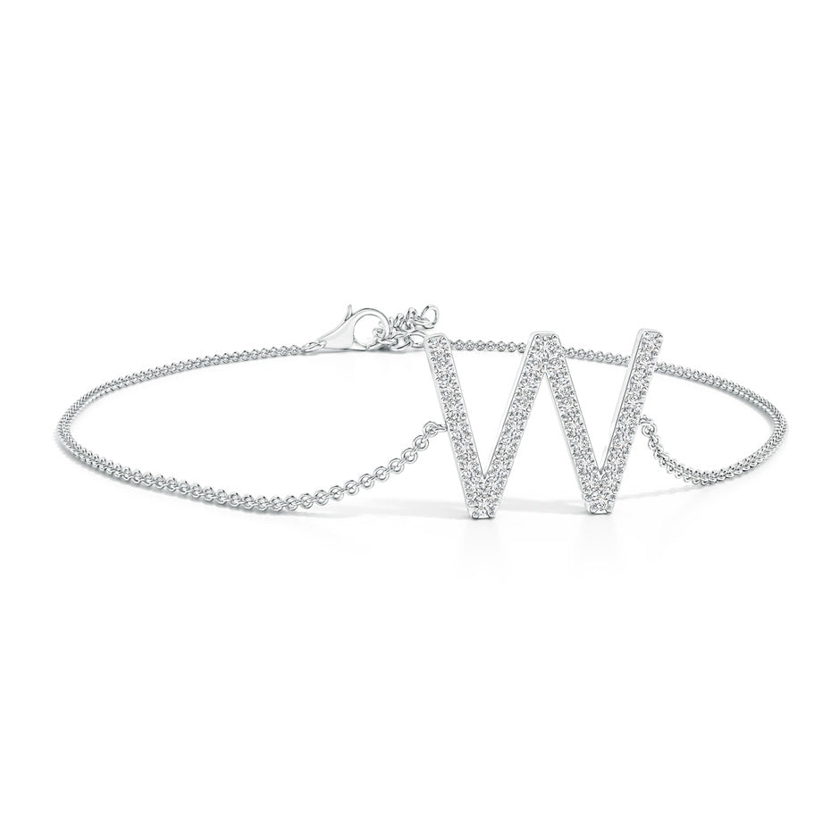 Prong-Set Diamond Capital 'W' Initial Bracelet