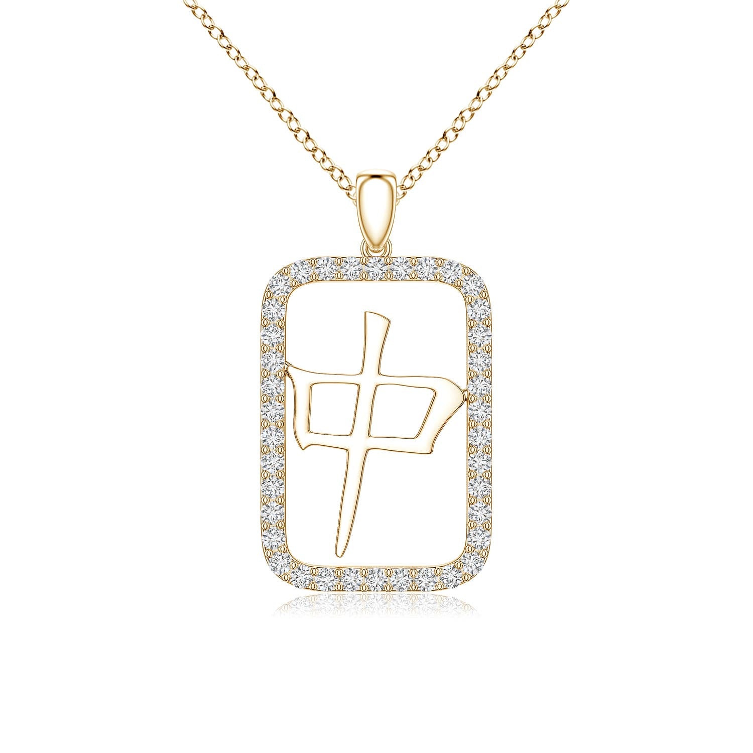 0.37 CTW Prong-Set Diamond Angel Pendant in 18K Yellow Gold