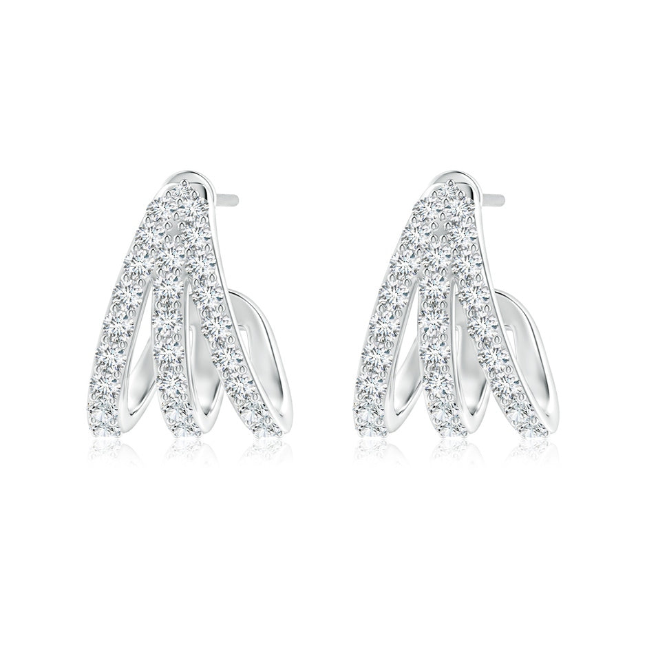 Lab-Grown Diamond Trident Huggie Hoop Earrings