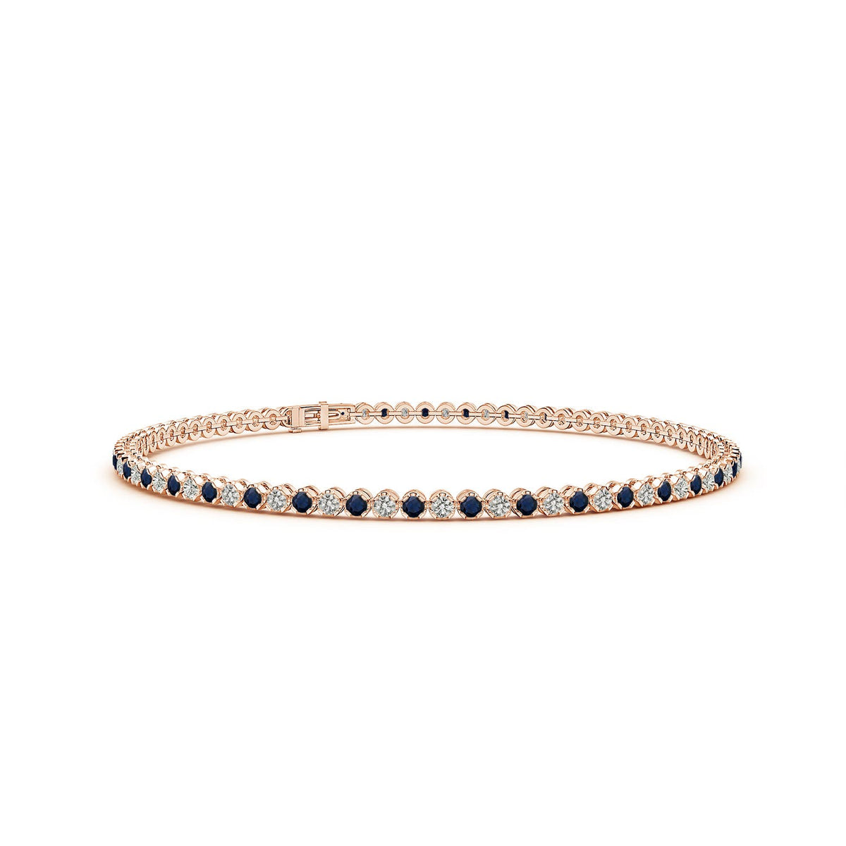 0.95 CTW Bezel-Set Sapphire and Diamond Evil Eye Bracelet in 18K Yellow Gold