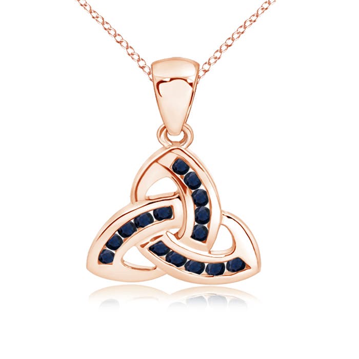 0.34 CTW Round Blue Sapphire Solitaire V-Bale Pendant with Diamond in Platinum
