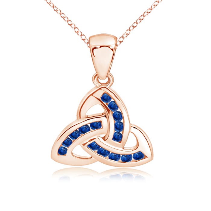 4x3 MM Shell Style Oval Sapphire and Diamond Pendant in 14K Yellow Gold