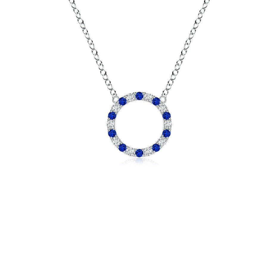 Sapphire and Diamond Open Circle Eternity Pendant