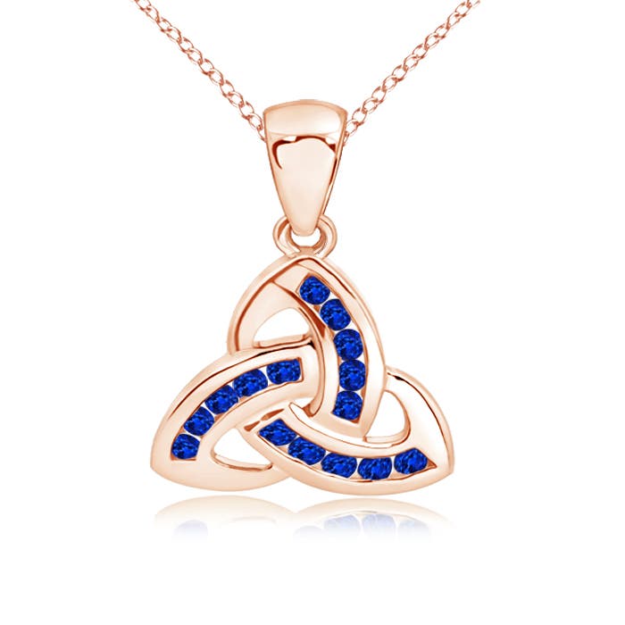 0.31 CTW Shell Style Heart Blue Sapphire Infinity Pendant in 18K White Gold