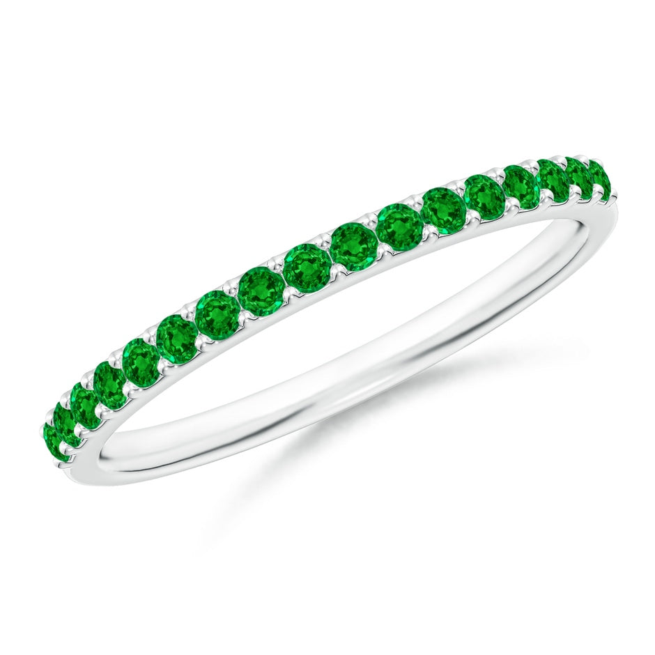 Prong Set Half Eternity Round Emerald Wedding Ring