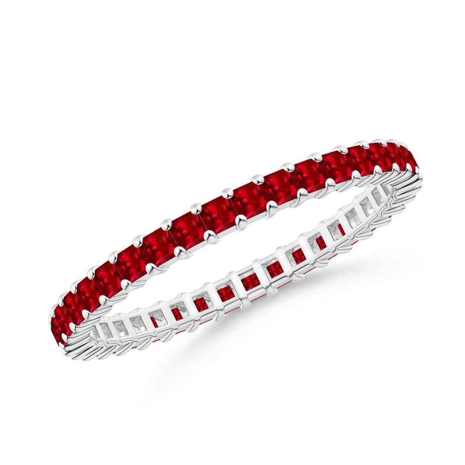 Shared Prong Set Square Ruby Eternity Ring
