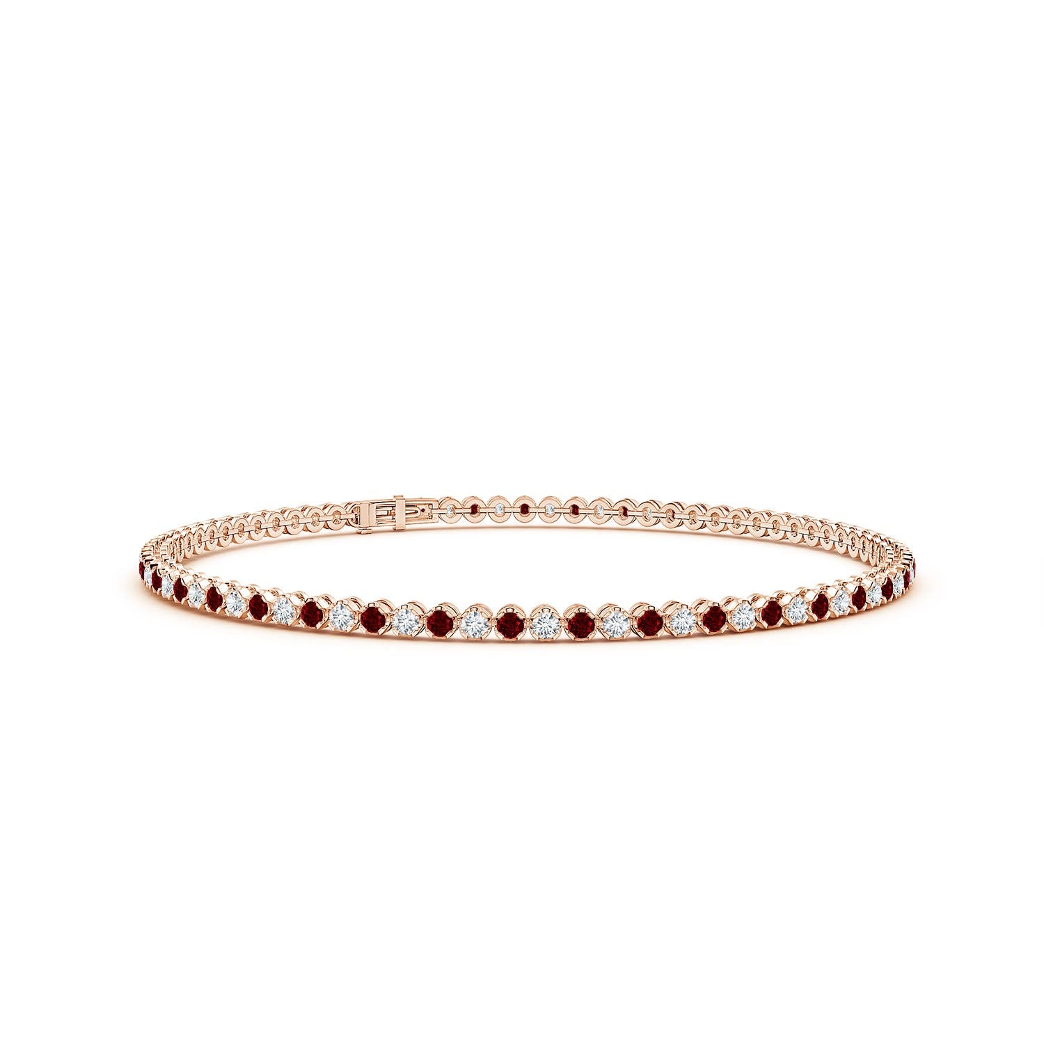 1.8 CTW Graduated Bezel-Set Ruby and Diamond Bolo Bracelet in 14K Rose Gold