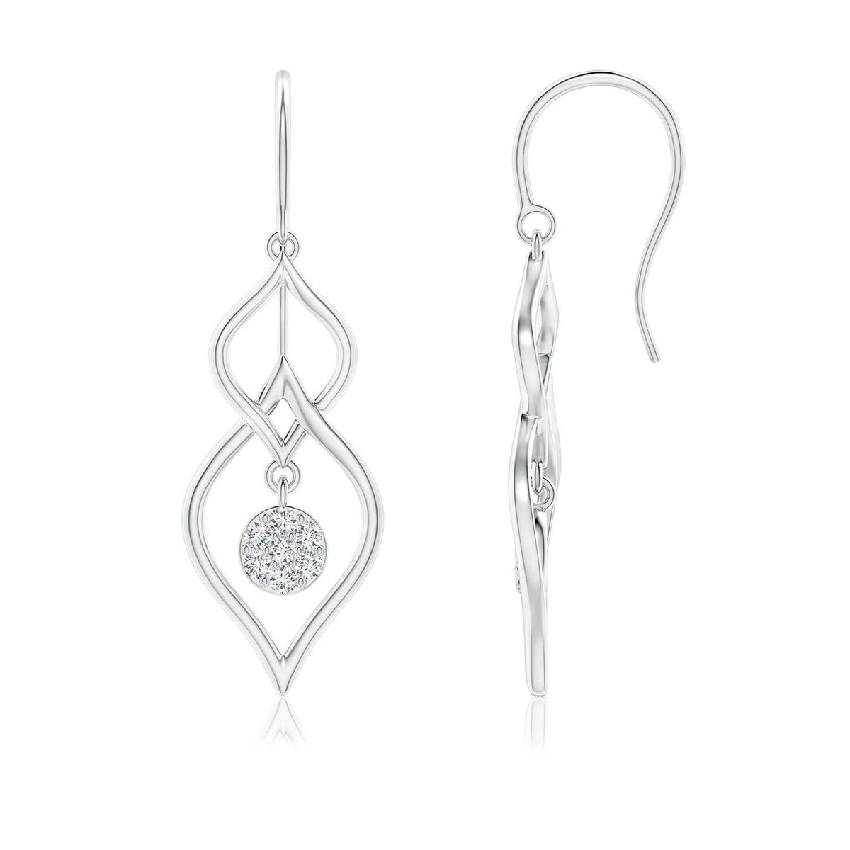 1.15 MM Lab-Grown Diamond Cluster Double Drop Earrings in Silver
