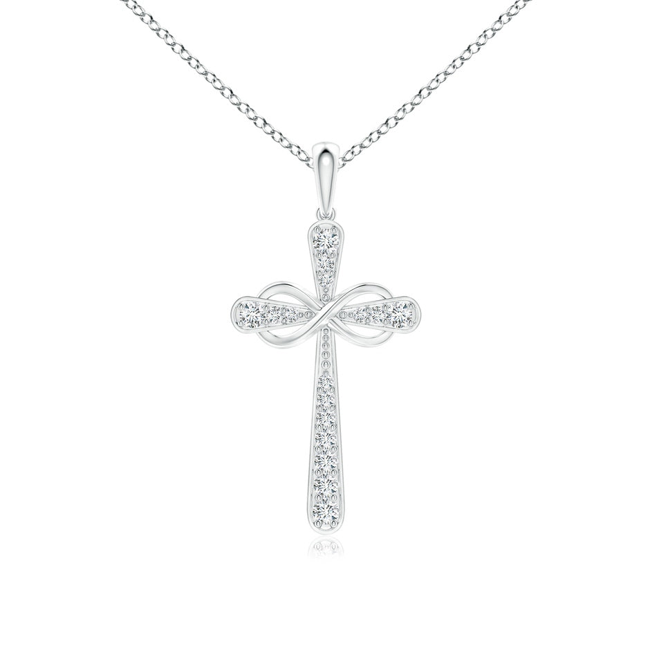 Pave-Set Diamond Cross and Sideways Infinity Pendant