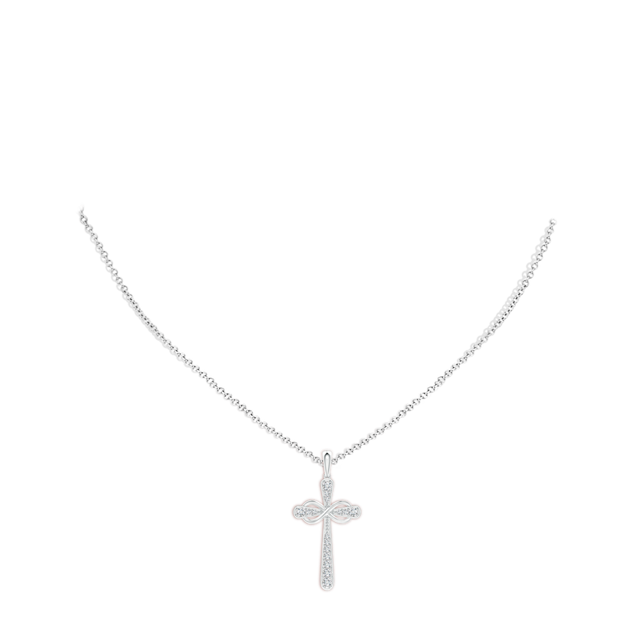 Pave-Set Diamond Cross and Sideways Infinity Pendant