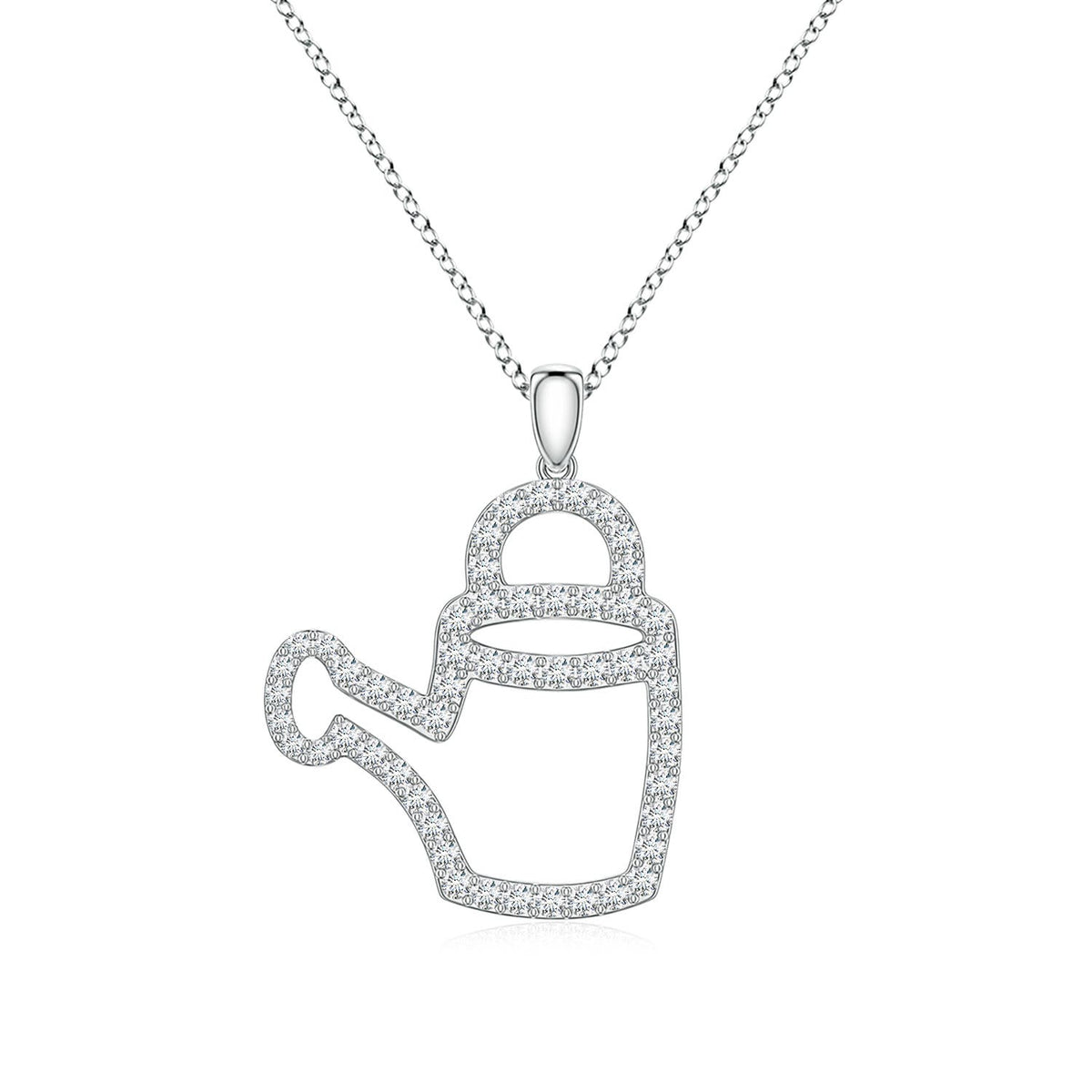 0.97 CTW Pave-Set Diamond Crescent Moon Pendant in 18K White Gold