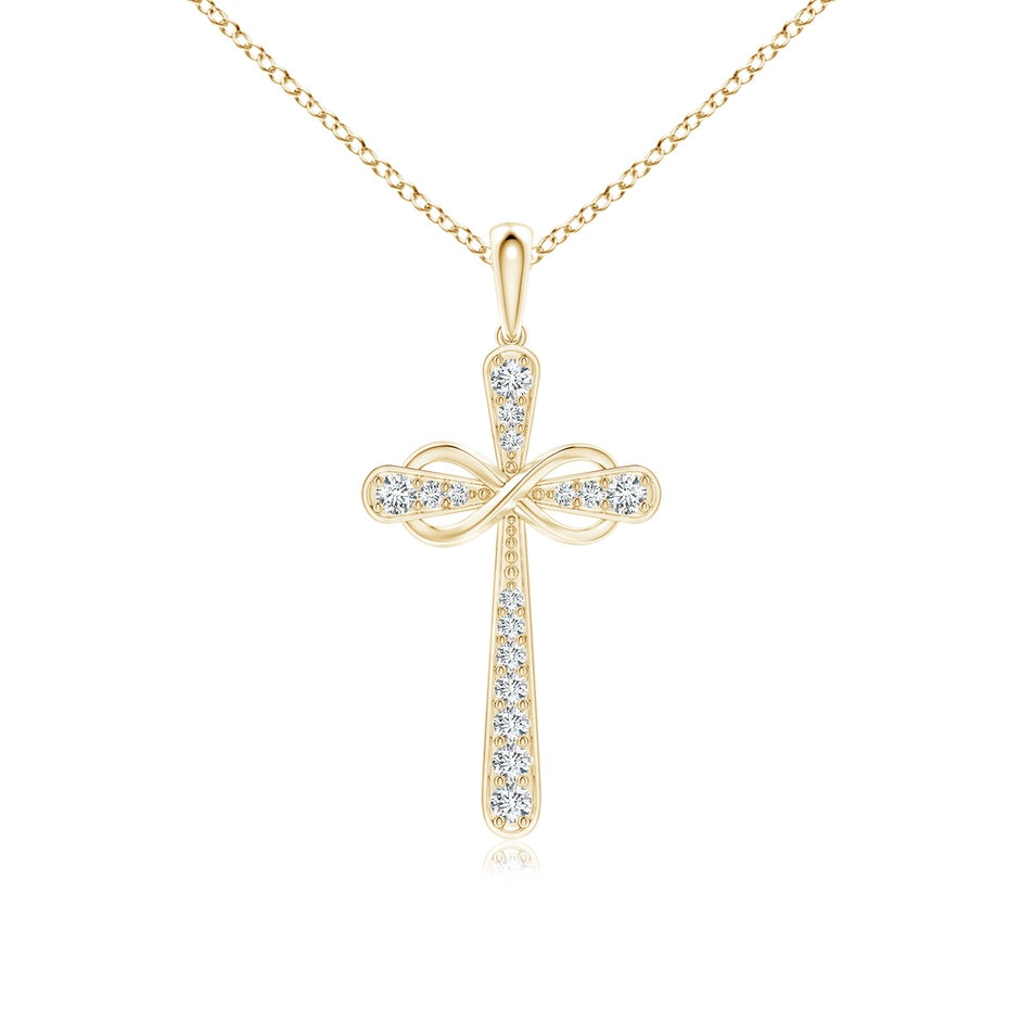 Pave-Set Diamond Cross and Sideways Infinity Pendant