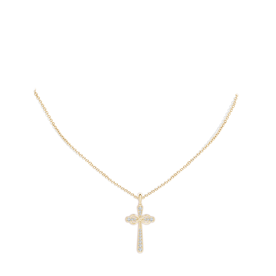 Pave-Set Diamond Cross and Sideways Infinity Pendant